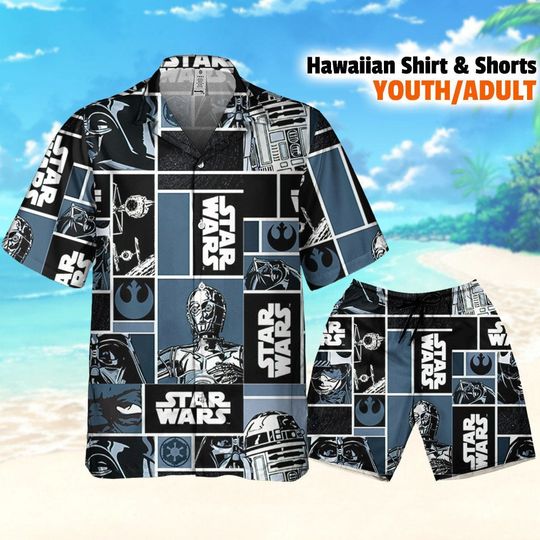 Star Wars Comic Characters Cool Art Pattern Hawaiian Shirt Tropical Summer Hawaii Shorts Beach Gift