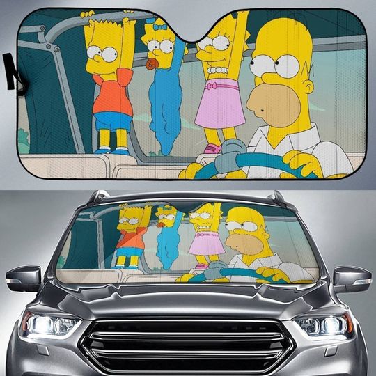 The Simpsons Car Auto Sun Shade Homer Simpson Bart Simpson Marge Simpson Car Sun Shade