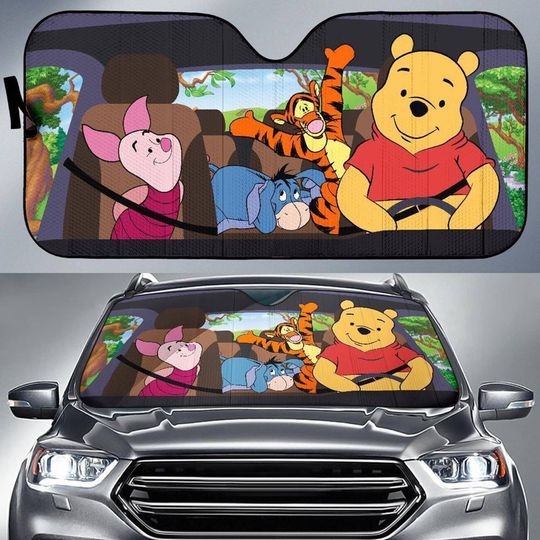 Winnie The Pooh Car Auto Sun Shade Pooh And Friends Car Sun Shade Pooh Bear Tigger Eeyore Car Sun Shade