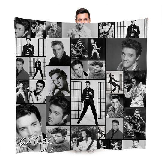 Black & White Elvis Celebrity Montage Fleece Blanket