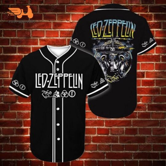 Zeppelin Rock Band Baseball Jersey Fanmade 3D Print Shirt