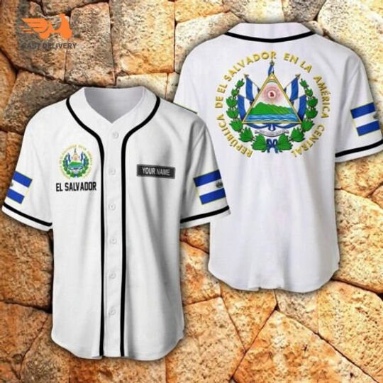 El Salvador Proud White Personalized Baseball Jersey Shirt Gift Men