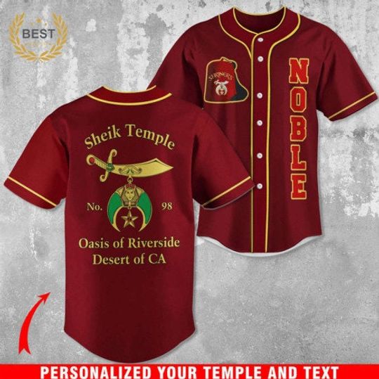 Personalized Shriners Temple 3D All Over Print Baseball Jersey Shirt