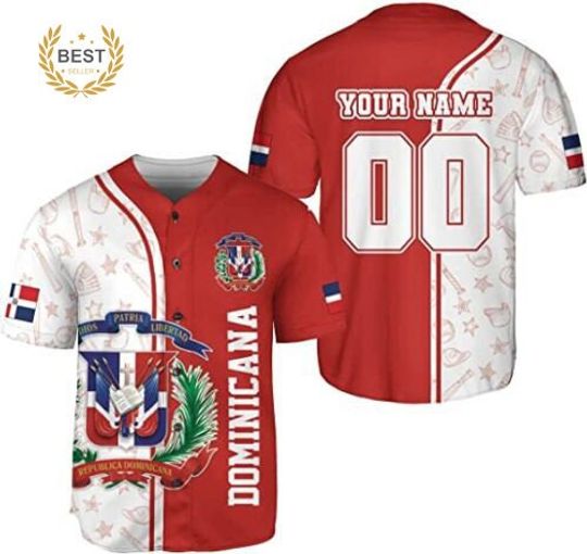 Personalized Team Name Dominican Republic 3D Baseball Jersey Shirt