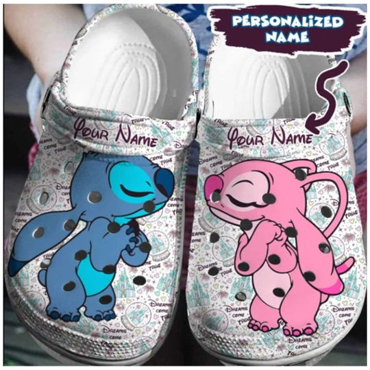 Custom Name Stitch and Angels Shoes, Stitch Shoes,Stitch Sandals,Stitch Summer Shoes, Custom Summer Shoes