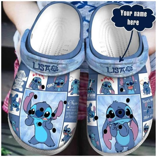 Custom Name Lilo Stitch Crocband Clogs Shoes, Clogs Shoes For Men Women and Kid, Funny Clogs Croc
