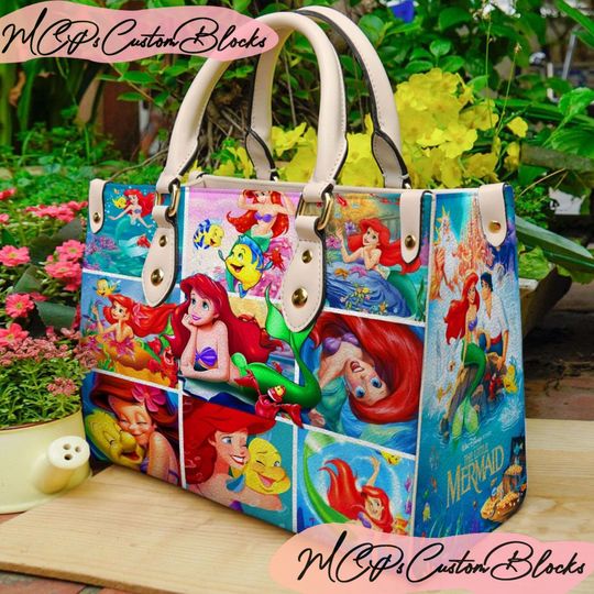 The Little Mermaid Personalized Leather Bag, The Little Mermaid Shoulder Bag, Custom Handbag, Crossbody Bag
