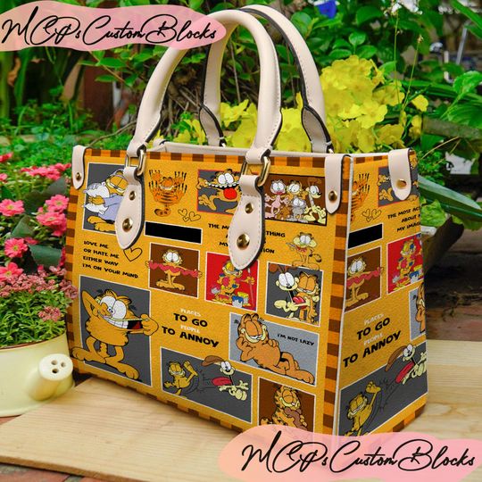 Garfield Cat Leather Bag, Garfield Cat Shoulder Bag, Crossbody Bag, Shopping Bag