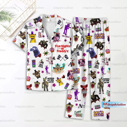 Freddy Bear Pajamas Set, Freddy Fazbear Shirt, Freddy Bear Pajamas Pants, Freddy Bear Holiday Pajamas