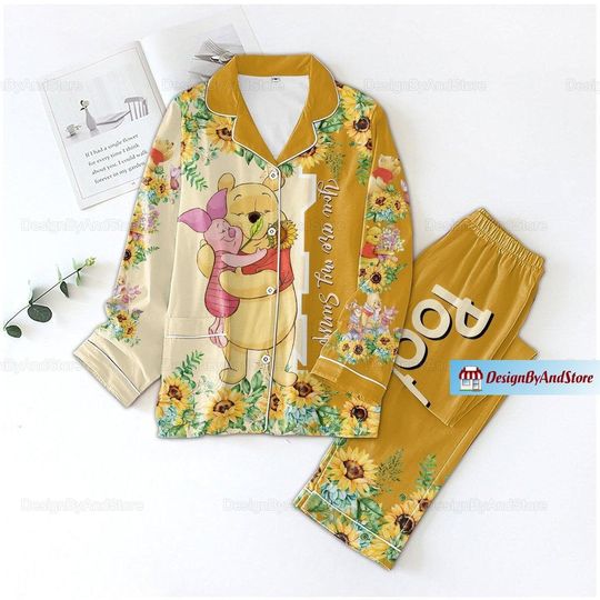 Winnie Pooh Womens Pajamas, Disney Pooh Pajamas Set, Pooh Bear Pajamas Christmas, Winnie Pooh Holiday Pajamas