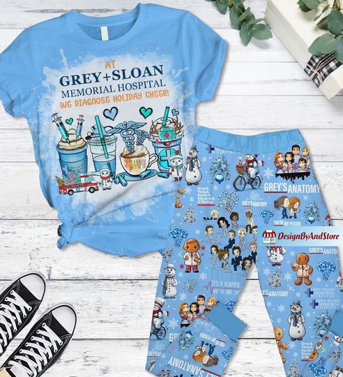 Grey Sloan Pajamas, Grey Sloan Shirt, Greys Anatomy Pajamas Pants, Greys Anatomy Holiday Pajamas