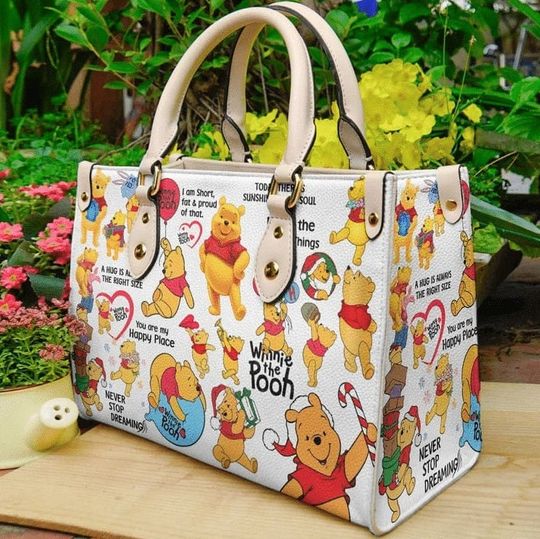 Winnie the Pooh Leather Bag Handbag, Pooh Women Purses, Cartoon Women Handbag, Pooh Fans Gifts