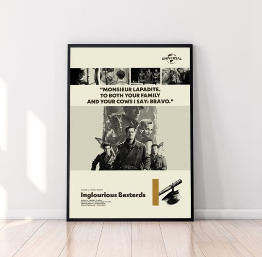 Inglourious Basterds Poster, Quentin Tarantino, Minimalist Poster, Midcentury Art Print, Wall Decor, High Quality,
