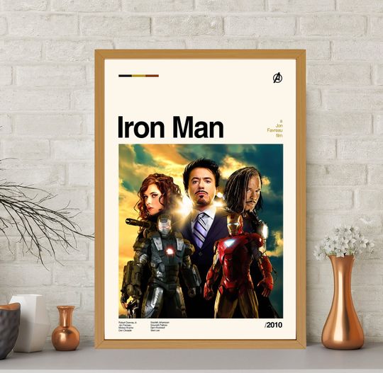 Iron Man Poster, Marvel Poster, Iron Man Print, Midcentury Art, Retro Poster, Vintage Poster