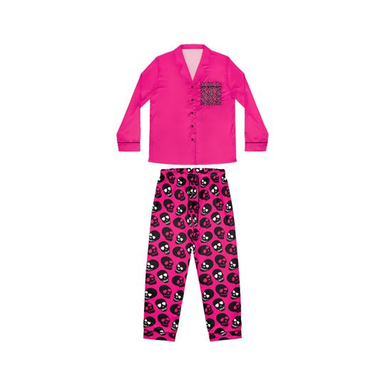 Pink Skeleton Women's Halloween Theme Adult Pajamas Set