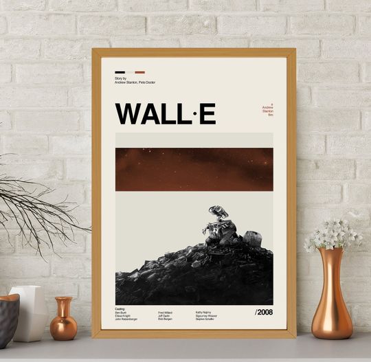 Wall E Movie Poster, Wall-E Poster, Andrew Stanton, Movie Poster, Vintage Poster, Modern Art, Midcentury Art