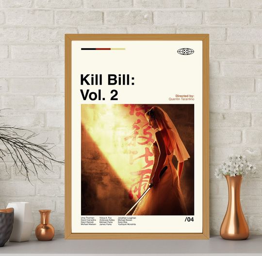 Kill Bill Vol 2 Poster, Kill Bill Vol Print, Midcentury Art, Movie Poster, Vintage Poster, Retro Poster