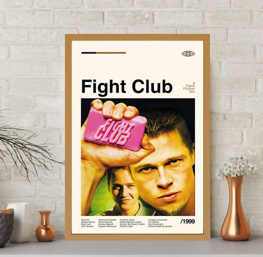 Fight Club Poster, Fight Club Print, Retro Movie Poster, Minimalist Art, Midcentury Art, Retro Poster, Vintage Poster