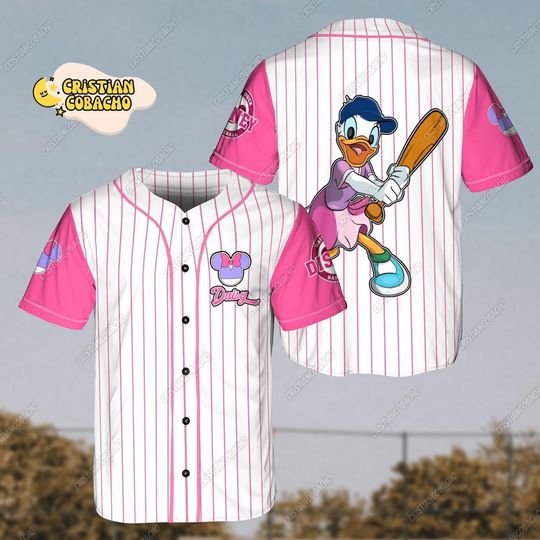Daisy Duck Jersey For Women, Custom Name Disney Cartoon Baseball Jersey
