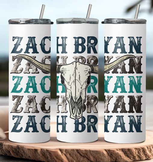 Zach Bryan Tumbler with Lid and Straw 20oz