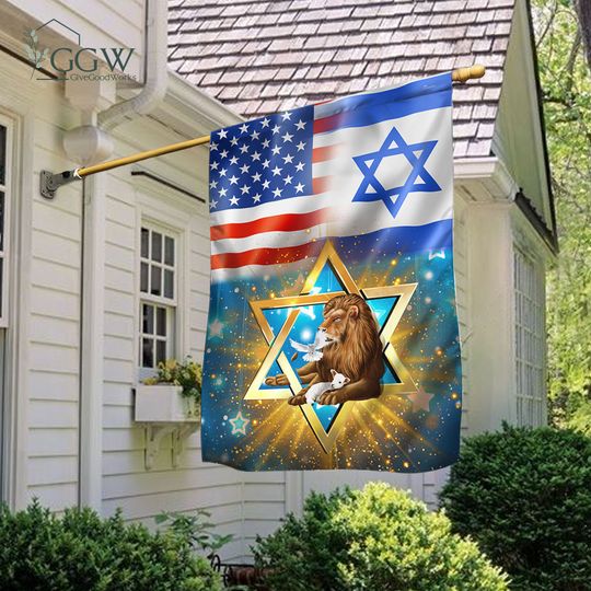 American Israel Israeli Flag, We Stand with Israel, Jewish, Lion Of Judah American Israeli Flag, American Israeli Friendship, Support Israel