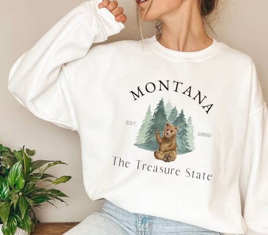 Montana Crewneck Sweatshirt, Montana Vacation, The Treasure State, 406