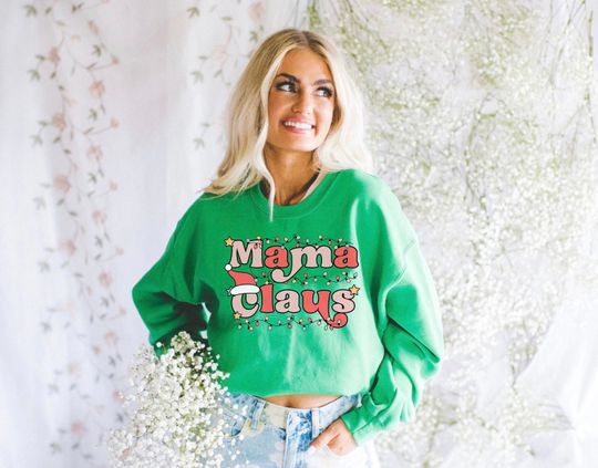 Mama Claus Christmas Sweatshirt, Merry Mama Pregnancy Announcement Sweatshirt