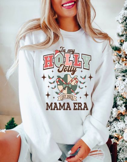 Holly Jolly Mama Christmas, Retro Christmas Sweatshirt