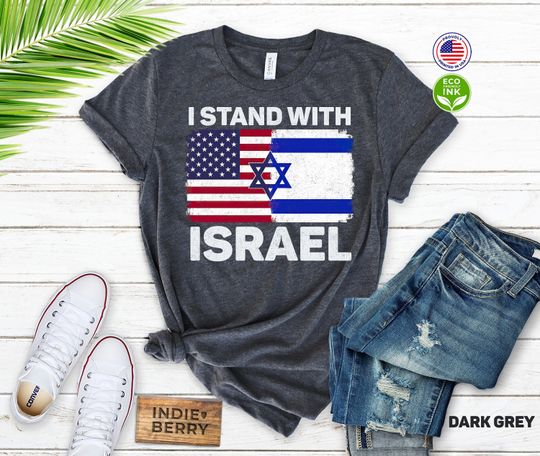 I Stand With Israel Shirt USA American Flag with Israel Flag Shirt / Israel T-shirt