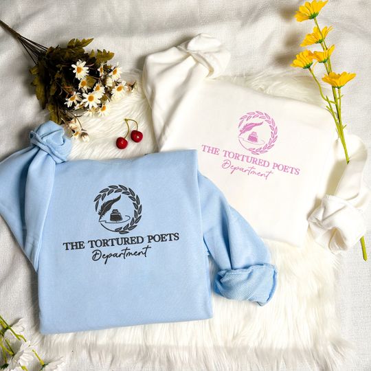 Embroidered TTPD Sweatshirt, Tortures Poets Embroidered Crewneck, Love And Poetry