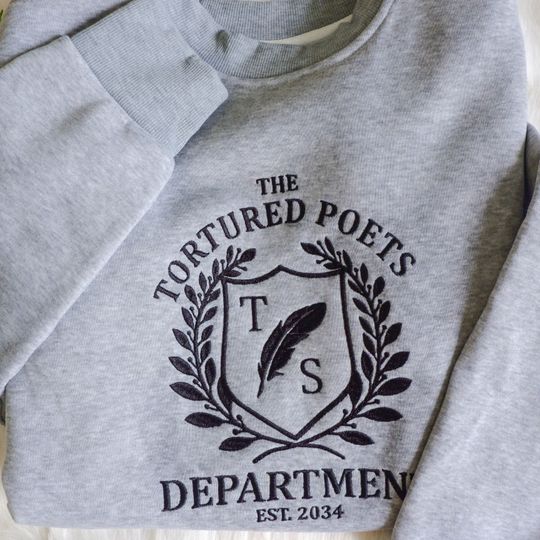 The Tortured Poets Department Embroidered Sweatshirt, TTPD Taylor Embroidered Merch
