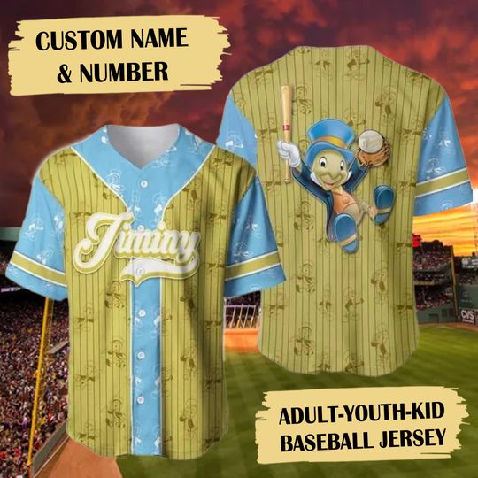 Green Yellow Blue Stripes Baseball Jersey, Animated Character Jersey