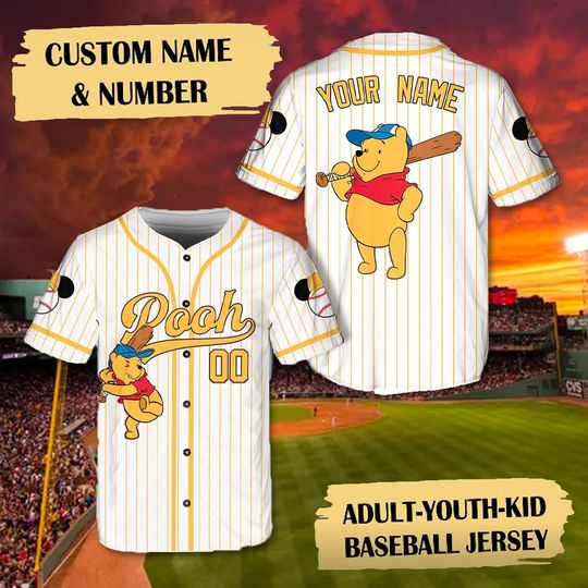 Personalized Winnie the Pooh Baseball Jersey, Gifts For Sport Love