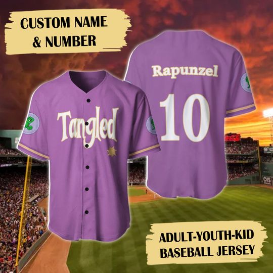 Personalized Name & Number Long Hair Princess Baseball Jersey