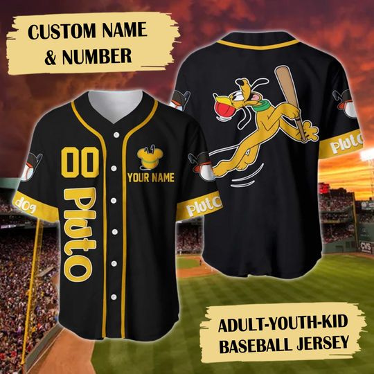 Custom Name & Number Yellow Dog Baseball Jersey, Kid Birthday Outfit