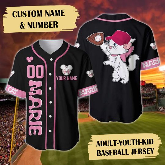 Custom Name & Number Cat Baseball Jersey
