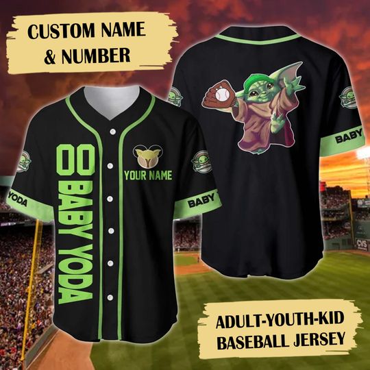 Personalized Green Baby Alien Baseball Jersey