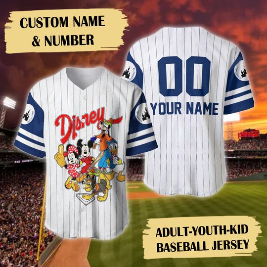 Personalized Mouse And Friends Baseball Jersey, Custom Mouse Jersey Team