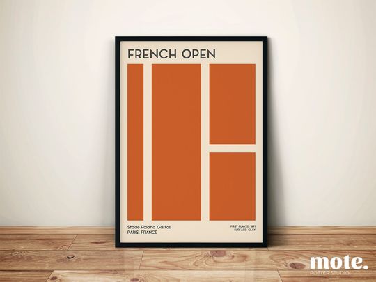 FRENCH OPEN - Grand Slam Print | Minimal Tennis Poster | Sports Wall Art