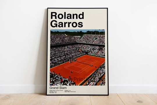 Roland Garros Poster, Tennis Minimalist, Grand Slam Print, Tennis Gift