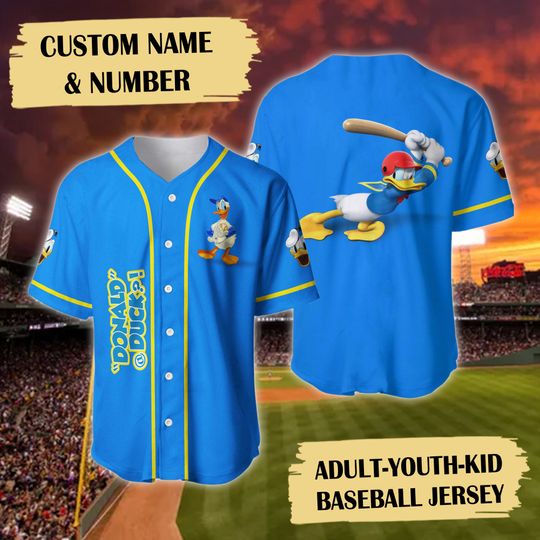 Personalized Duck Player Baseball Jersey, Cartoon Duck Baseball Team Outfit