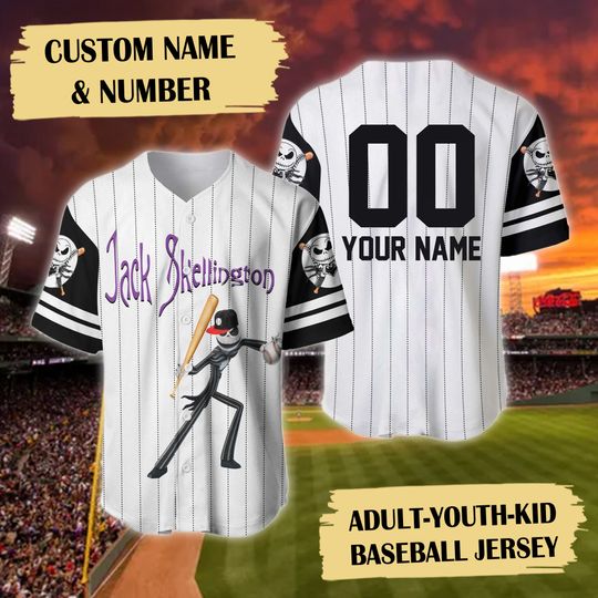 Personalize Skeleton Character Baseball Jersey, Nightmare Baseball Jersey Team