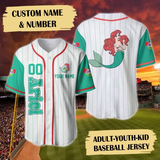 Personalized Mermaid Princess Baseball Player Baseball Jersey