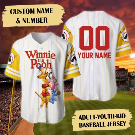 Personalized Bear & Friends Team Baseball Jersey, Birthday Gift