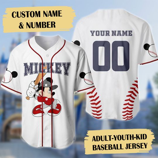 Personalized Mouse Character Baseball Jersey, Mouse Playing Baseball Jersey