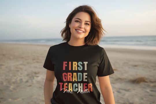 Personalized First Grade Teacher T-shirt, Custom Name T-shirt