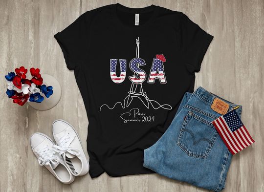 2024 Paris Shirt, Family Summer Vacation, I Love Paris Eiffel Tower, Red Beret, USA Red White Blue Gifts for Her