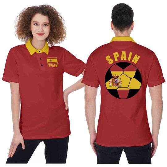 Spain Unisex Football Supporters Fan Polo Shirt