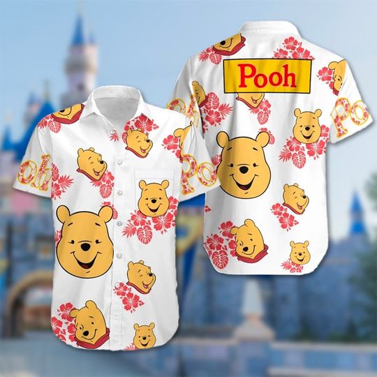 Pooh Bear 3D Shirt, Winnie The Pooh Hawaiian Tee, Pooh Animated Movie 3D