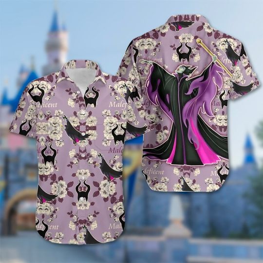 Maleficent Hawaiian 3D Shirt, Maleficent Purple All Printed Shirt